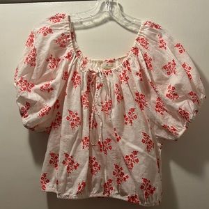 H&M blouse white with orange flowers never worn